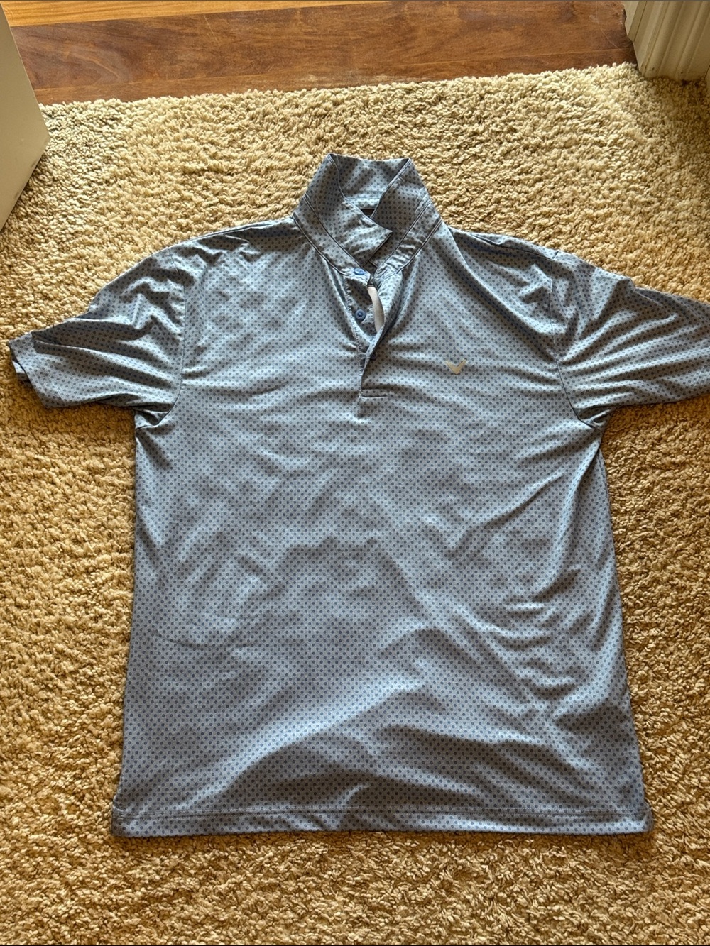 Callaway Men's Light Blue Polo Shirt with Micro Dot Pattern